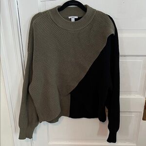 Olive and Black Colorblock Sweater